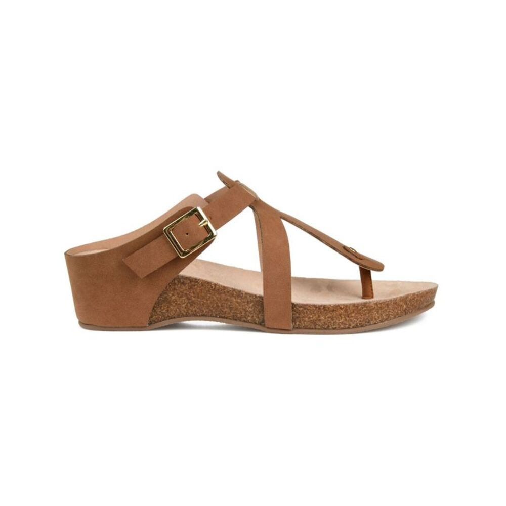 JOURNEE COLLECTION Womens Brown Navara Wedge Slip On Thong Sandals 8.5 M - Picture 3 of 3